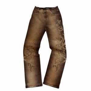 Brazil Roxx Embroidered Sequin Jeans Brown Size 6